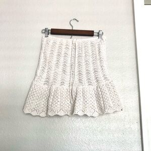 NWOT Zara Cream Crochet Mini Skirt with Flounce Hem